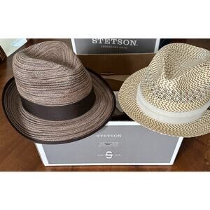 Stetson Dunbar Fedora & Stetson Retro - Panama Straw Fedora Hat 7 3/8